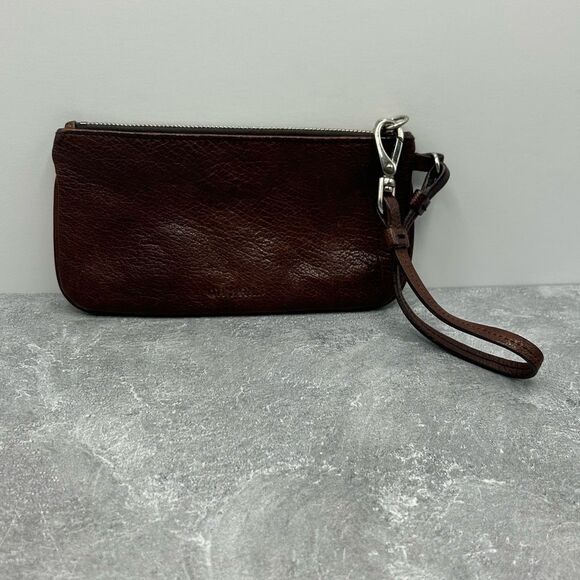 MIU MIU Brown Pebbled Leather Wristlet Purse Flower Trim Made In Italy - Picture 3 of 14